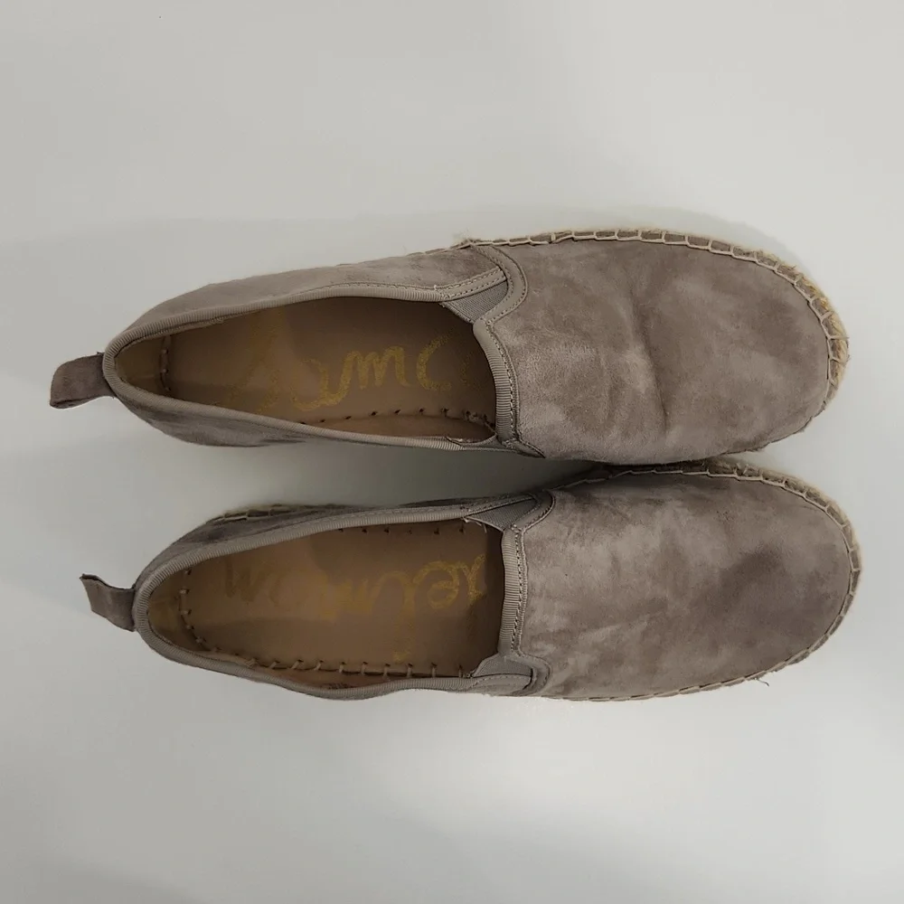 Sam Edelman Carrin Women's 9M Gray Suede Espadrille Platform Slip On Shoes EUC